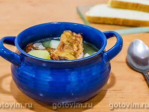 Картофельный суп с копчёными рёбрышками 