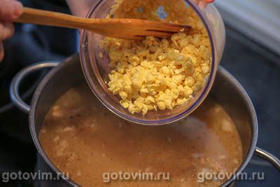 Гороховый суп с кукурузой, беконом и копченой индейкой, Шаг 10