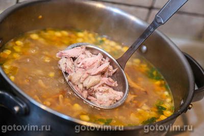 Суп куриный с лисичками и кукурузой, Шаг 06