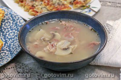 Суп куриный с фасолью и шампиньонами
