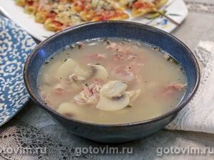 Суп куриный с фасолью и шампиньонами