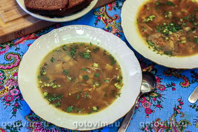 Суп из квашеной капусты с фасолью (на грибном бульоне). Фото-рецепт