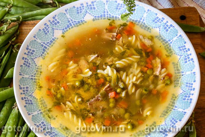 Суп минестроне с зеленым горошком. Фотография рецепта