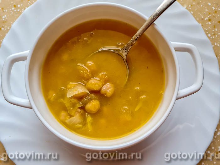 Тыквенный суп c нутом. Фотография рецепта