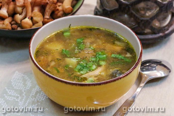 Рыбный суп с грибами. Фотография рецепта