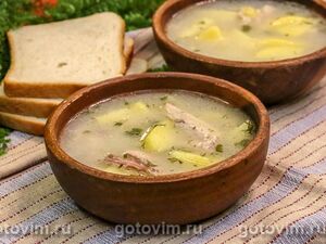 Осетинский белый суп из курицы с мучной болтушкой (Лывжа или лывза)