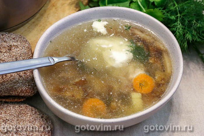 Куриный суп с солеными грибами. Фотография рецепта