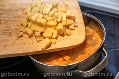 Тыквенный суп с кукурузой и фрикадельками, Шаг 07