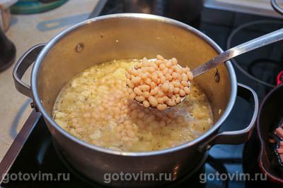 Суп-пюре из цветной капусты и фасоли с жареным беконом, Шаг 06