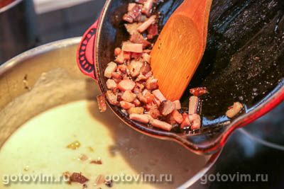 Суп-пюре из цветной капусты и фасоли с жареным беконом, Шаг 10