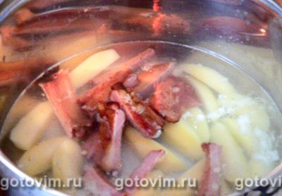 Суп из зеленого горошка с копчеными ребрышками, Шаг 05