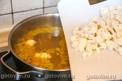 Куриный суп с цветной капустой и сырными клецками, Шаг 06