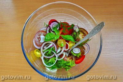 Салат из ассорти помидоров и зелени, Шаг 05