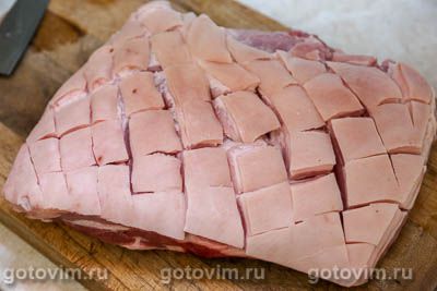 Свиная грудинка в пакете, запеченная в духовке с медово-горчичной глазурью , Шаг 02