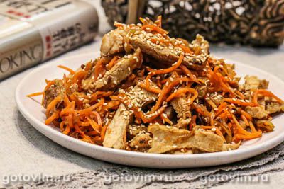 Фотография рецепта Свинина, жаренная с корейской морковью и кунжутом
