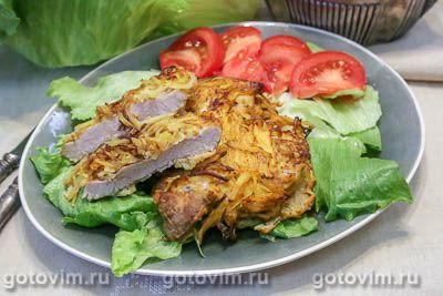 Отбивные из свинина в панировке картофельной стружки. Фото-рецепт