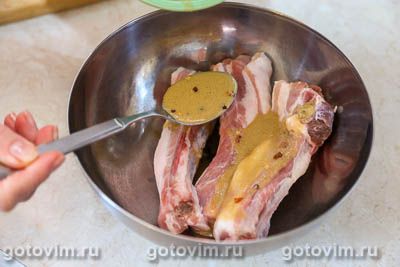 Свиные ребрышки в горчичном маринаде, запеченные с тыквой, Шаг 04