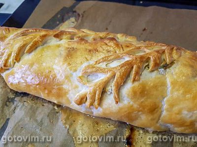 Свинина в тесте, запеченная с грибным соусом. Фото-рецепт