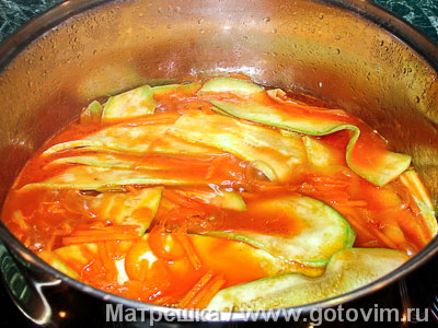 Заготовка из кабачков с томатным соком «Тещин язык», Шаг 05