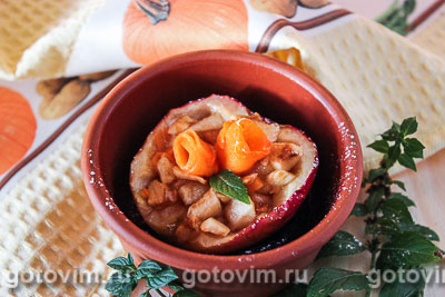 Фотография рецепта Тыква, запеченная в духовке с яблоком и медом