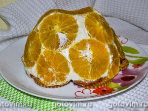 Торт без выпечки с апельсинами и бананам