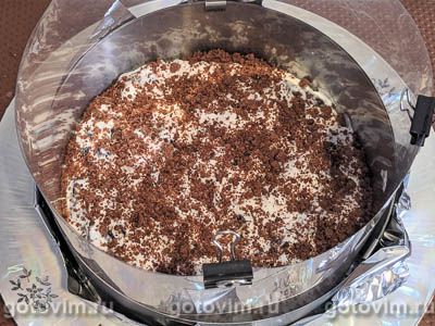 Торт без выпечки с шоколадным тестом и сметаной на желатине, Шаг 04