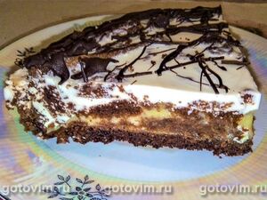 Шоколадный торт на кефире с лимонным курдом и сливочным желе