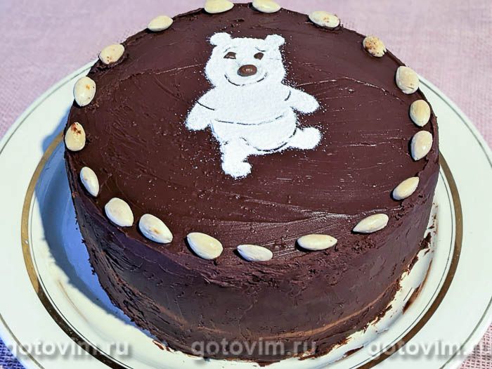 Бисквитный торт с вафельной прослойкой «Весёлый мишка». Фотография рецепта