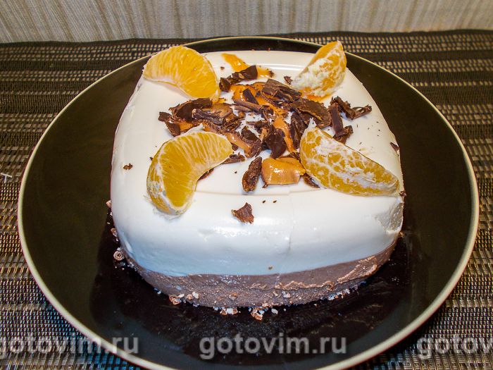 Творожный десерт с какао и желатином. Фотография рецепта