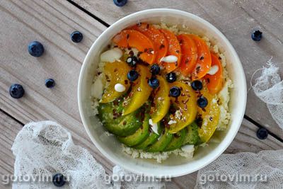 Творожно-фруктовый боул с авокадо и ягодами. Фото-рецепт