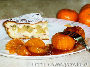 Творожная запеканка с мандариновым десертом