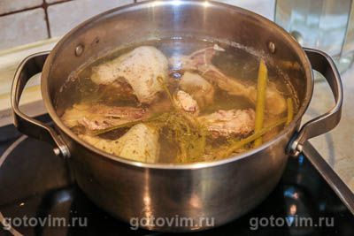 Куриный суп с картофелем и соленой черемшой, Шаг 01