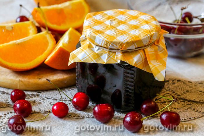 Варенье из вишни с апельсином . Фотография рецепта