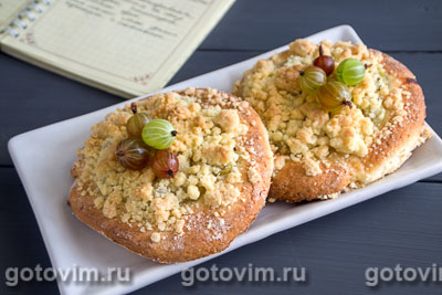 Творожные ватрушки с крыжовником и штрейзелем. Фото-рецепт