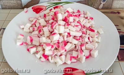 Баклажаны с крабовыми палочками и сыром, запеченные в духовке, Шаг 04