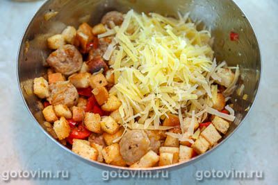 Страта - хлебная запеканка с колбасками и сыром (Breakfast Strata with Sausage and Cheese), Шаг 08