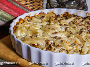Картофельная запеканка с лисичками (в см