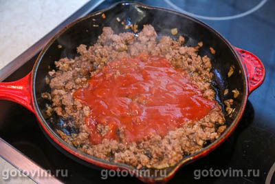 Лазанья из блинов с мясным фаршем и сырным соусом бешамель, Шаг 04