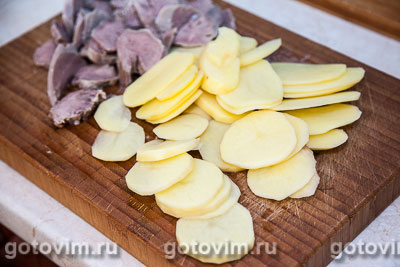 Картофельная запеканка с говяжьим языком и лесными грибами, Шаг 02