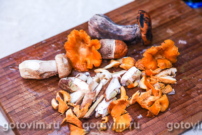 Картофельная запеканка с говяжьим языком и лесными грибами, Шаг 04