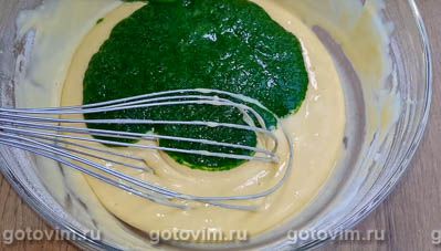 Зеленые блины с начинкой из сыра и селедки, Шаг 02