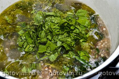 Зеленый суп с гречневой крупой, Шаг 06