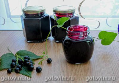Желе (конфитюр) из чёрной смородины с черешней. Фото-рецепт