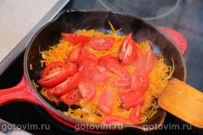 Утиные желудки в густом овощном соусе с помидорами и сладким перцем, Шаг 06
