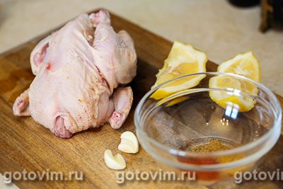 Цыпленок-корнишон в духовке в лимонном маринаде с картофелем, Шаг 01